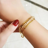316L Stainless Steel Rose Silver 3 Layers Bracelets For Women