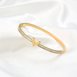 Crystal Bracelet Bangle V Rhinestone Arm Cuff Geometric Zircon