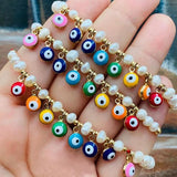 Go2boho Evil Eye Beaded Bracelet Fresh Water Pearl Friendship Bracelet