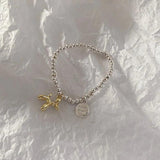Balloon Dog Women Bracelet Beaded Elastic Rope Jewelry Bangles Silver