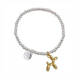 Balloon Dog Women Bracelet Beaded Elastic Rope Jewelry Bangles Silver