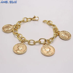 Coin Pendant Bracelet Charm Chain Bangle Hip-hop Jewelry Party Gift