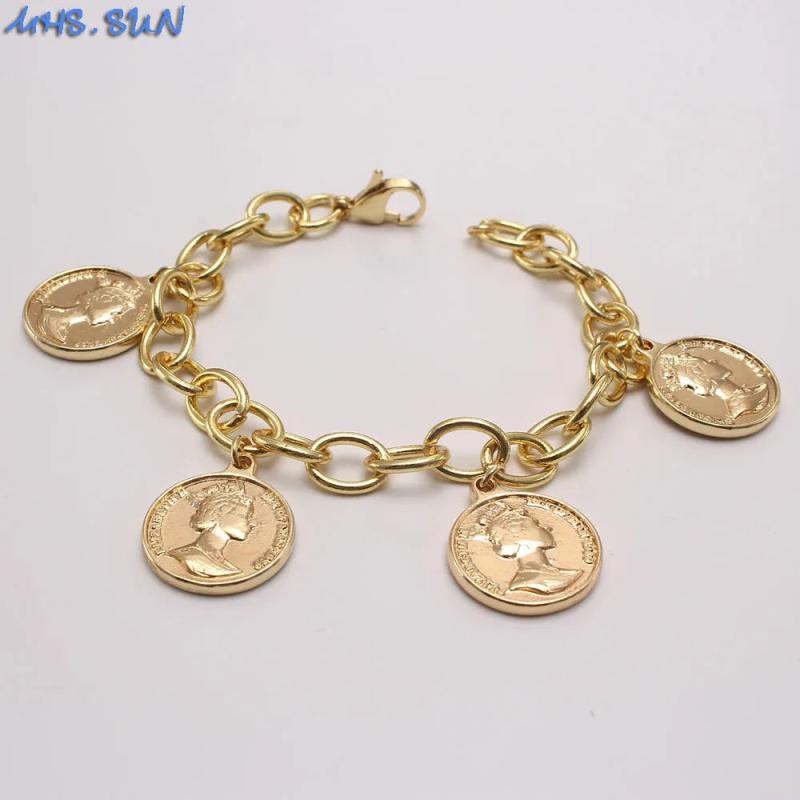 Coin Pendant Bracelet Charm Chain Bangle Hip-hop Jewelry Party Gift