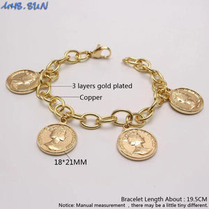 Coin Pendant Bracelet Charm Chain Bangle Hip-hop Jewelry Party Gift