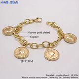 Coin Pendant Bracelet Charm Chain Bangle Hip-hop Jewelry Party Gift