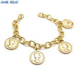 Coin Pendant Bracelet Charm Chain Bangle Hip-hop Jewelry Party Gift