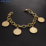 Coin Pendant Bracelet Charm Chain Bangle Hip-hop Jewelry Party Gift