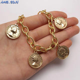 Coin Pendant Bracelet Charm Chain Bangle Hip-hop Jewelry Party Gift