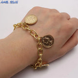 Coin Pendant Bracelet Charm Chain Bangle Hip-hop Jewelry Party Gift