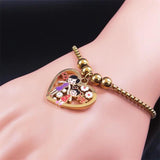 Stainless Steel Mom Daughter Bead Bracelets B9500S01