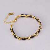 Retro Leather Rope Bracelet Female Stainless Steel Jewelry