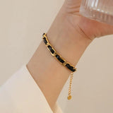 Retro Leather Rope Bracelet Female Stainless Steel Jewelry