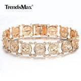 11mm Women 585 Rose Bracelet Bangle Flower Oval Carved Wristband