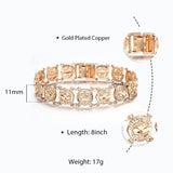 11mm Women 585 Rose Bracelet Bangle Flower Oval Carved Wristband