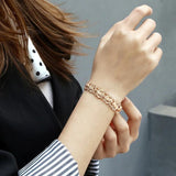 11mm Women 585 Rose Bracelet Bangle Flower Oval Carved Wristband