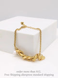 Bohemia Pearl Charm Bracelet Stainless Steel Good Luck Tag Chain