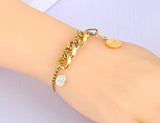 Bohemia Pearl Charm Bracelet Stainless Steel Good Luck Tag Chain