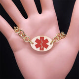 Medical Alert ID Chain Bracelet Stainless Steel Emergency Reminder