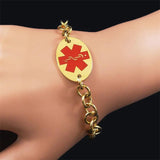 Medical Alert ID Chain Bracelet Stainless Steel Emergency Reminder