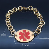 Medical Alert ID Chain Bracelet Stainless Steel Emergency Reminder