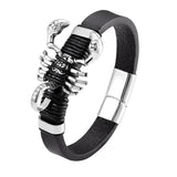 Punk Leather Bracelet with Scorpion Charm