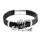 Punk Leather Bracelet with Scorpion Charm