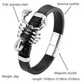 Punk Leather Bracelet with Scorpion Charm