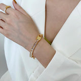 Stainless Steel CZ Bracelet Metal Chain Waterproof Jewelry