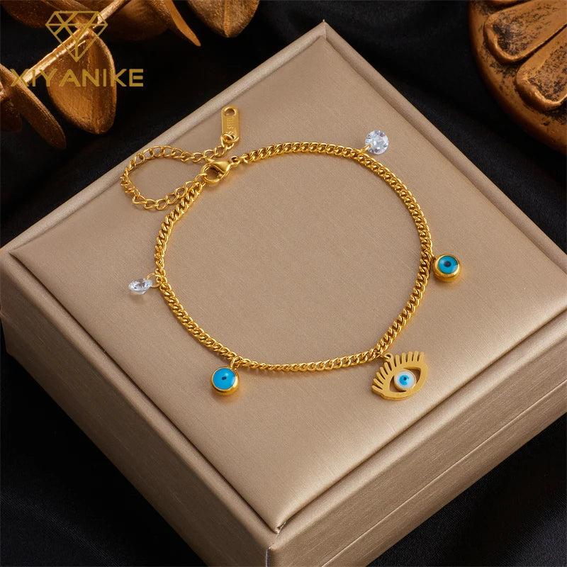 316L Stainless Steel Bracelet with Eye Shape Pendant