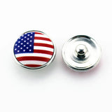 20pcs America Flag Snap Buttons 20mm Ginger Snap Bracelet DIY Jewelry