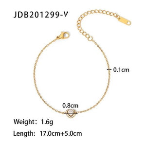 Youthway Zircon Heart Pendant Bracelet Stainless Steel
