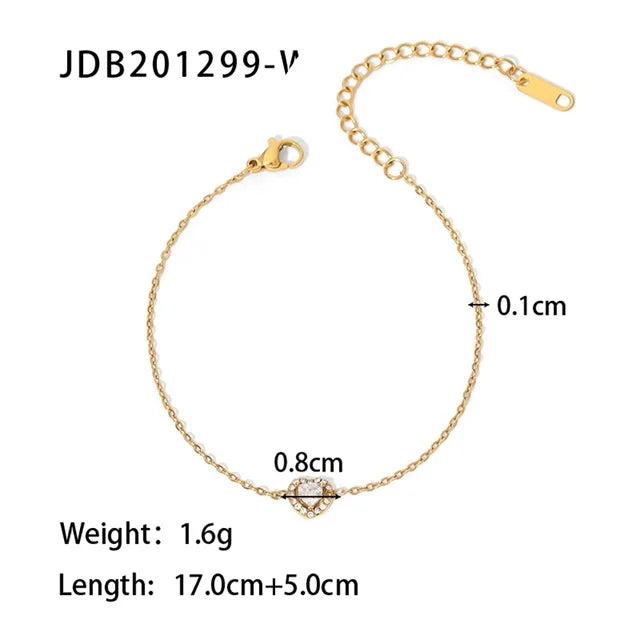 Youthway Zircon Heart Pendant Bracelet Stainless Steel