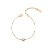 Youthway Zircon Heart Pendant Bracelet Stainless Steel