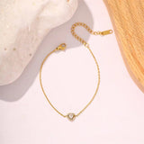 Youthway Zircon Heart Pendant Bracelet Stainless Steel