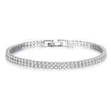 Cz Tennis Chain Bracelet Bangle Silver Women Gift Jewelry S5438