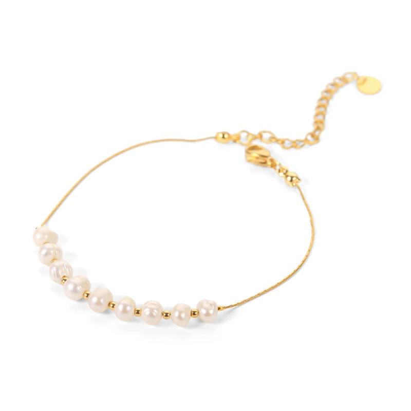 Spring Freshwater Pearl Bracelet for Women Summer Fine Stainless Steel Jewelry
