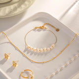 Spring Freshwater Pearl Bracelet for Women Summer Fine Stainless Steel Jewelry