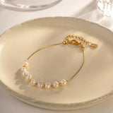 Spring Freshwater Pearl Bracelet for Women Summer Fine Stainless Steel Jewelry