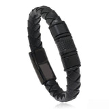 Men's Braid Leather Magnetic Buckle Bracelet Stainless Steel Rope