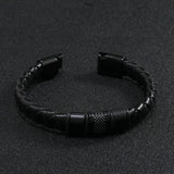 Men's Braid Leather Magnetic Buckle Bracelet Stainless Steel Rope