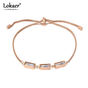 Sparkling CZ Crystal Charm Bracelet Titanium Steel Box Chain B19102