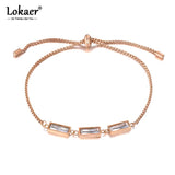 Sparkling CZ Crystal Charm Bracelet Titanium Steel Box Chain B19102