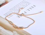 Sparkling CZ Crystal Charm Bracelet Titanium Steel Box Chain B19102