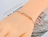 Sparkling CZ Crystal Charm Bracelet Titanium Steel Box Chain B19102