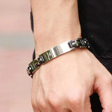 NIBA Men Silicone Stainless Steel Cross Bracelets Hand Chain