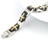 NIBA Men Silicone Stainless Steel Cross Bracelets Hand Chain