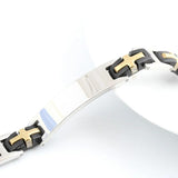 NIBA Men Silicone Stainless Steel Cross Bracelets Hand Chain