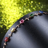 Rose Tennis Bracelet Rainbow Zircon Charm Jewelry