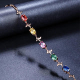 Rose Tennis Bracelet Rainbow Zircon Charm Jewelry