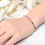 Rose Tennis Bracelet Rainbow Zircon Charm Jewelry